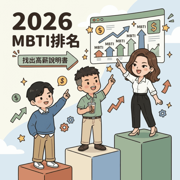 2026年MBTI排名分析圖表,顯示台灣人口比例與各人格類型收入趨勢。
