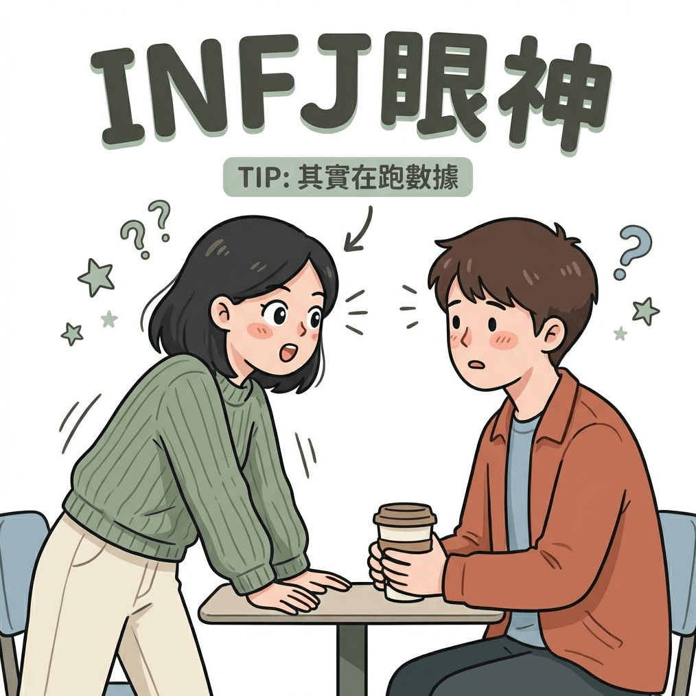 INFJ 眼神與死亡凝視的特徵分析，包含 Ni 功能運作與舒緩眼神壓迫感的眼鏡道具推薦